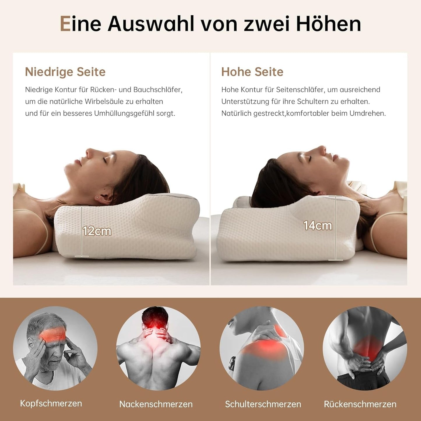 Homyrium Ergonomisk nackkudde Ortopedisk kudde Memory Foam Nackstödskudde Anti Snarkning Kudde Side Sleeper Rygg Magkudde Grå Cervikal Ortopediska Kuddar Naty Shop