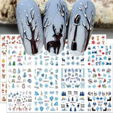 3D-julnagelklistermärken självhäftande vattenöverföring Julgran Snöflinga Älgpingvin Jul Nagelkonst Vinternageldesigner Julklistermärken Nageltillbehör