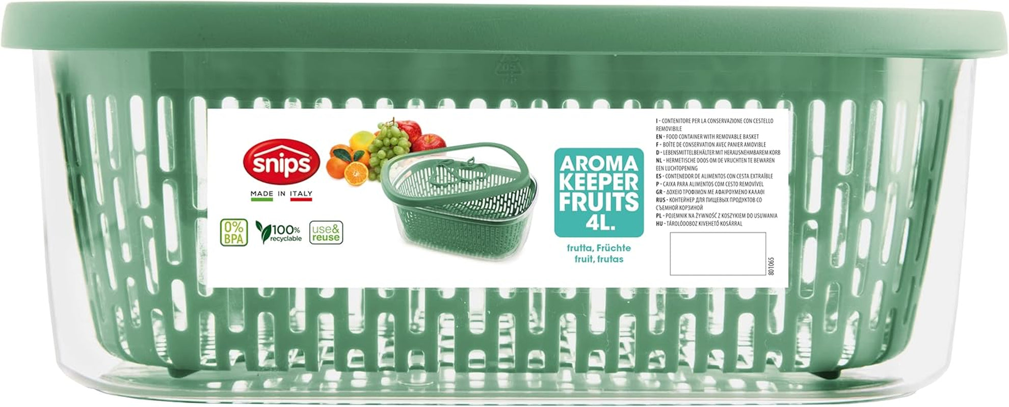 Såg för att bevara fruktsmak, plast, grön, 4 LT - rektangulära matförvaringslådor Naty Shop