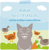 MjAMjAM - Premium våt kattfoder - Mör anka och fjäderfä med läckra morötter, 1 förpackning (1 x 400 g), spannmålsfri med extra kött