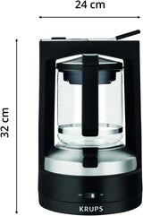 Krups T8 Filter Espressomaskin, 850 Watt, Autoavstängning, 8-12 koppar, 1 L Kapacitet, Permanent Filter, Belyst På/Av-brytare, Lätt att använda, Svart, KM4689