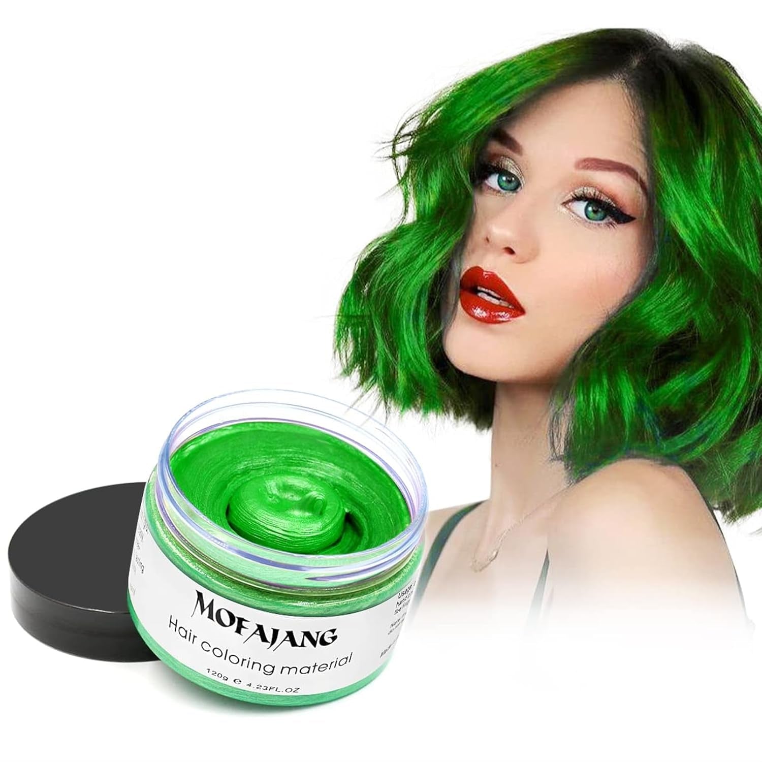 Tillfällig hårfärg, 4,23 ounce färgvax för män, kvinnor, tvättbar naturlig färg pomada, omedelbar hårfärg för fest, cosplay, Halloween (röd) Naty Shop grön hårfärg 120 g (1 förpackning)