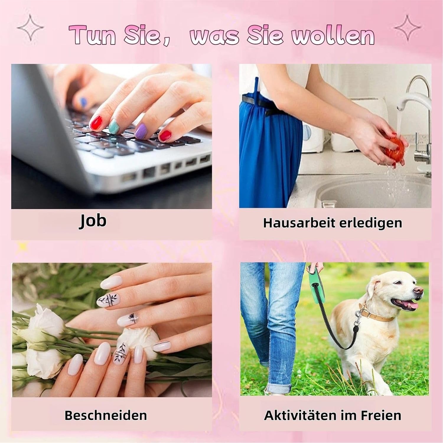 24st rosa enfärgade falska naglar självhäftande neutrala falska naglar Medium Square Mjuk Gel för kvinnor DIY Heltäckande Glitter Falska Naglar