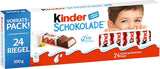 Kinder Chocolate - Fyllda mjölkchokladkakor - 1 förpackning innehållande 24 individuella barer (24 x 12,5g).