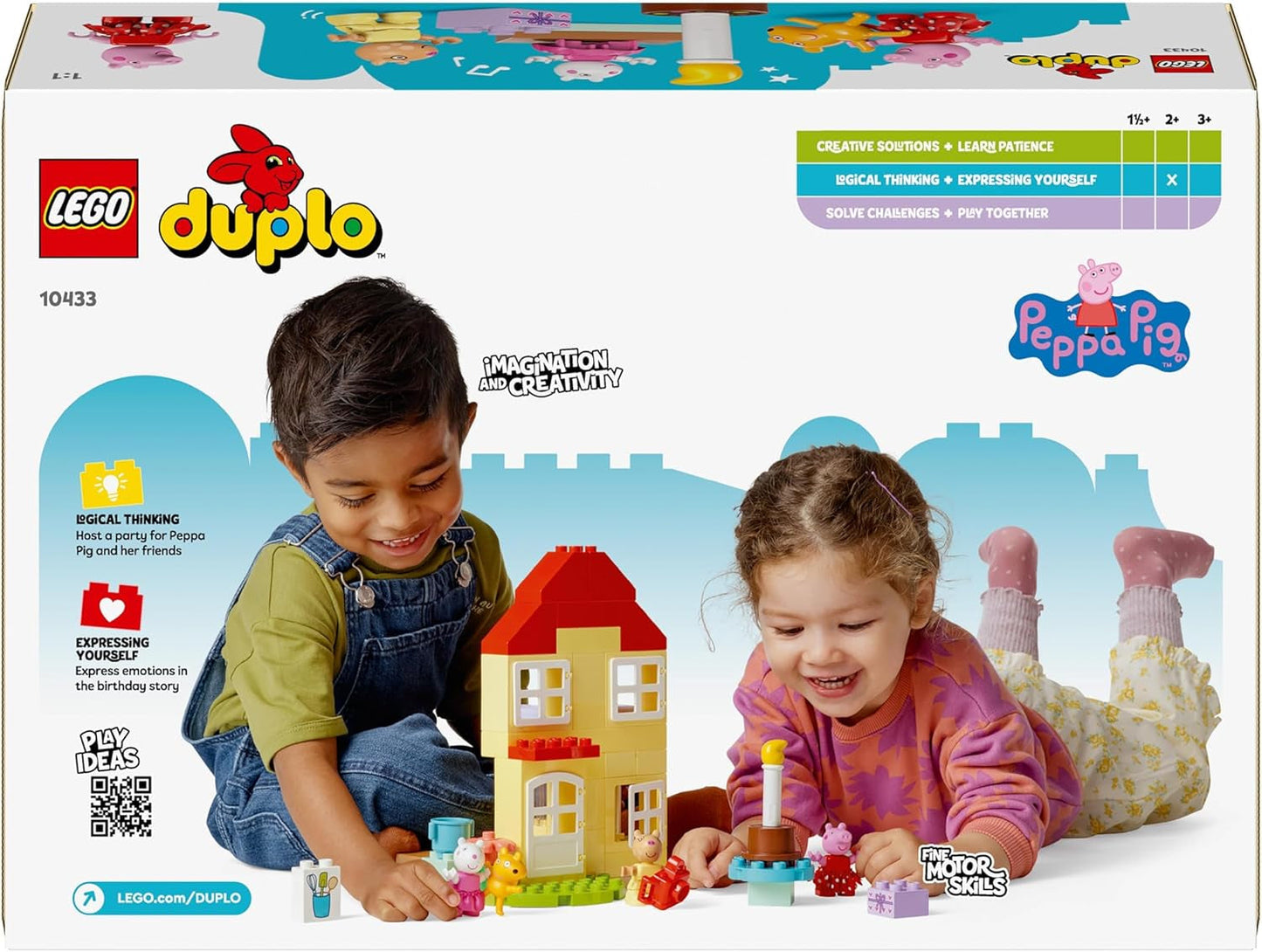 LEGO DUPLO Peppas födelsedagshus: Kreativ 3-siffrig leksak, bygg och bygg om leksakshus för 2-åringar, pojkar och flickor, främjar fingerfärdighet 10433 Byggset Besuche den LEGO-Store