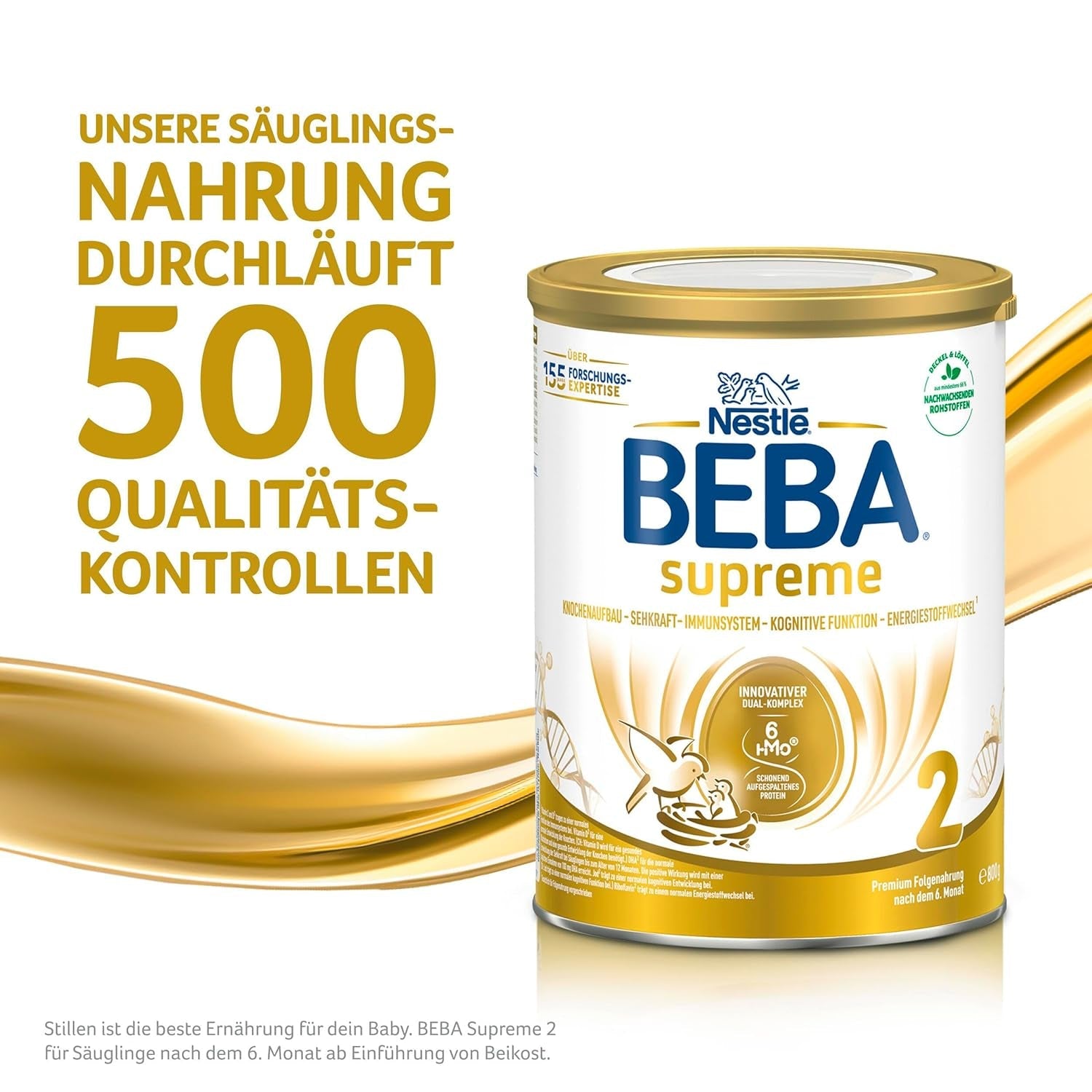 BEBA SUPREME 2 Tillskottsmjölk efter 6 månader, endast laktos, palmoljefri, förpackning om 6 (6 x 800 g) Naty Shop