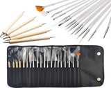 ® 20 X Professionella nagelborstar, gel, målarborstar, konstnärsborstar, franska nagelborstar, verktygsset med spetsiga spetsar, för nageldesign, målning, prickmönster, etc., med påse