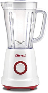 Girmi FR46 Elektrisch mixer, 1,5 liter, 2 Geschwindigkeiten Mit Pulse-Funktion, 4 Edelstahlklingen, Messbecherdeckel, Messbecher Mit Scale, Sicherheitseinrichtung, Weiß/Rot Kitchen Naty Shop