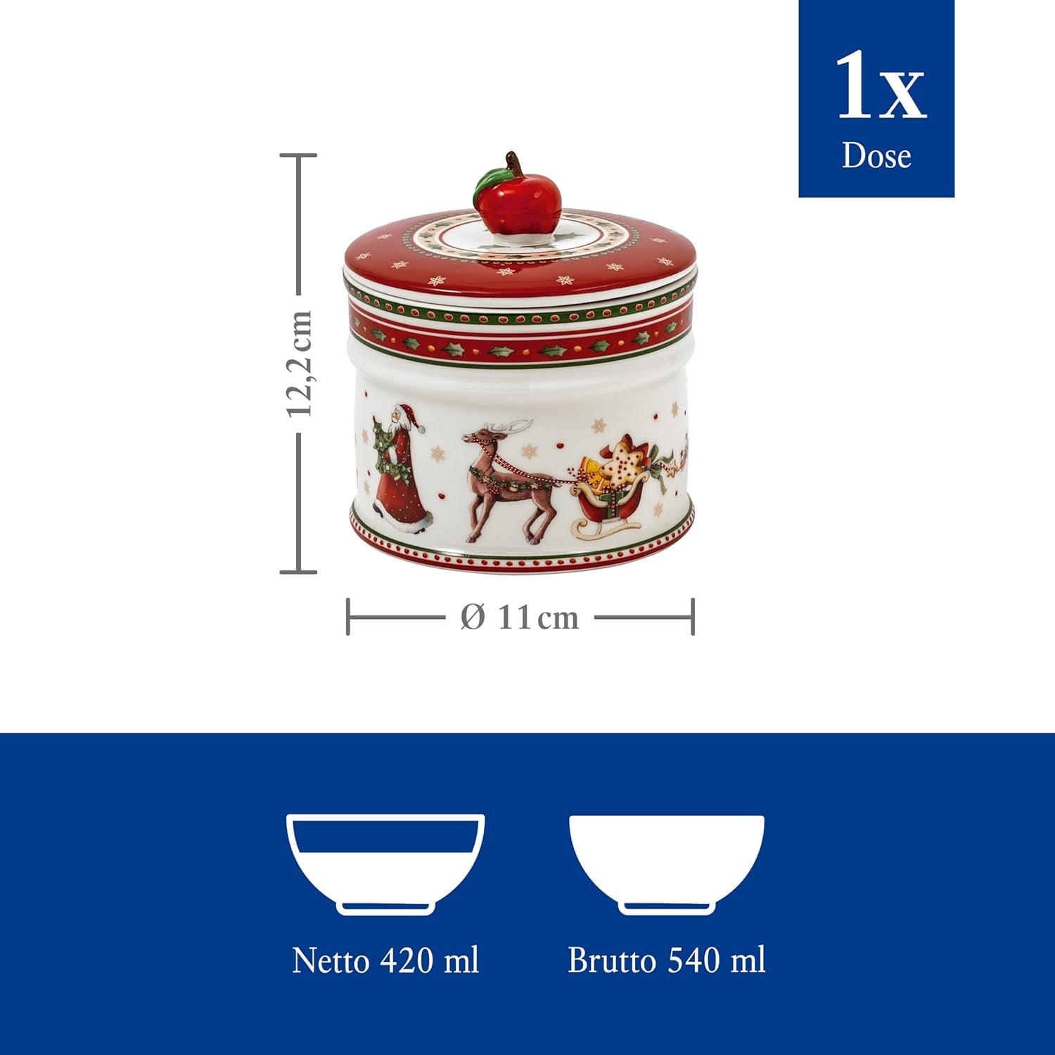 Villeroy & Boch - Winter Bakery Delight liten förvaringslåda, keramisk julkakalåda, jullåda, kaklåda, kaklåda, keramiklåda med lock, godisförvaring, förvaringslådor i premiumporslin Naty Shop