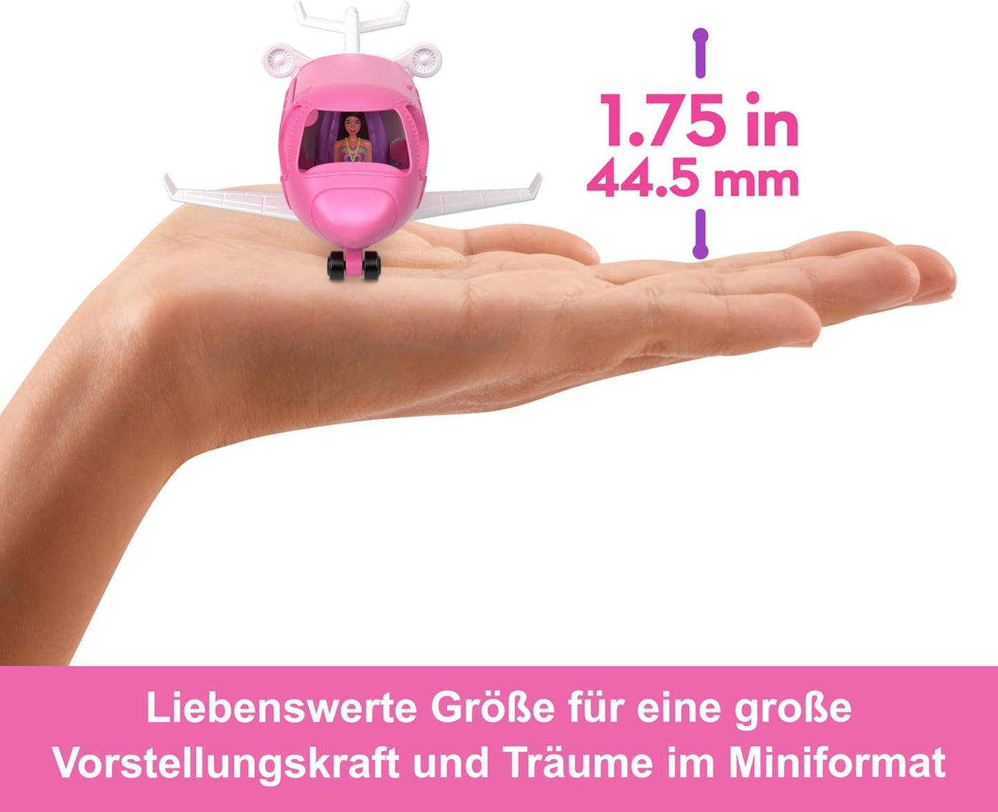 Mini BarbieLand Barbie docka och leksaksfordon, 1,5" docka och ikoniska färgskiftande överraskningsfordon, HYF40