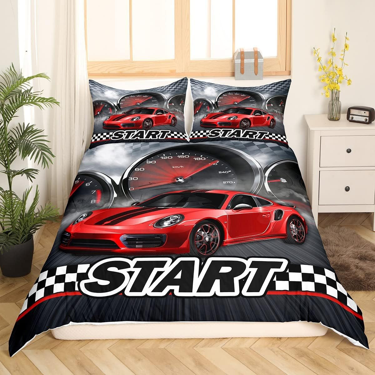 Jungen Cartoon Auto Sängkläder Set 135X200,Kinder Bau Fahrzeuge Tröster Abdeckung Für Kind Kleinkind Teens,Dinosaurier Bettbezug,Traktor Maschinerie Bagger Bettdecke Abdeckung,Lkw Autos Bedtuchen Naty Shop Multi 7 220*240+80*80*2