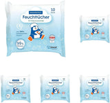 PAEDIPROTECT våtservetter för baby 1 x 10 st Känsliga våtservetter för babyvatten 99 % vattenparfymfri baby & barn ömtålig hud Kokosextrakt Mikroplastfri vegansk (5-pack)