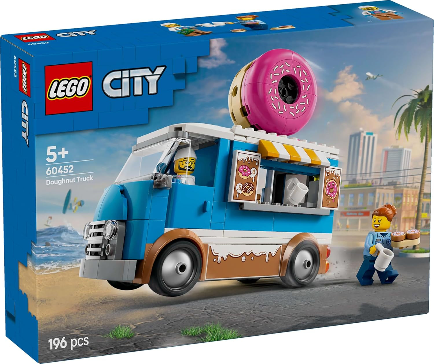 LEGO City Donut Truck - Leksaksmatbil med 2 polisminifigurer - Byggleksak för pojkar och flickor i åldern 5+ - Födelsedags- och semesterpresentidé 60452 Byggset Besuche den LEGO-Store