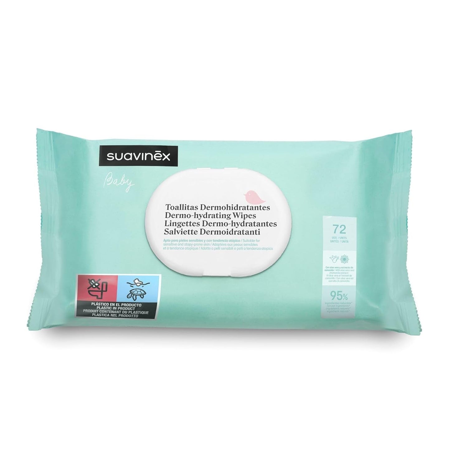 Suavinex våtservetter för baby 60 stycken Lämpliga för atopisk hud 96 % naturliga ingredienser