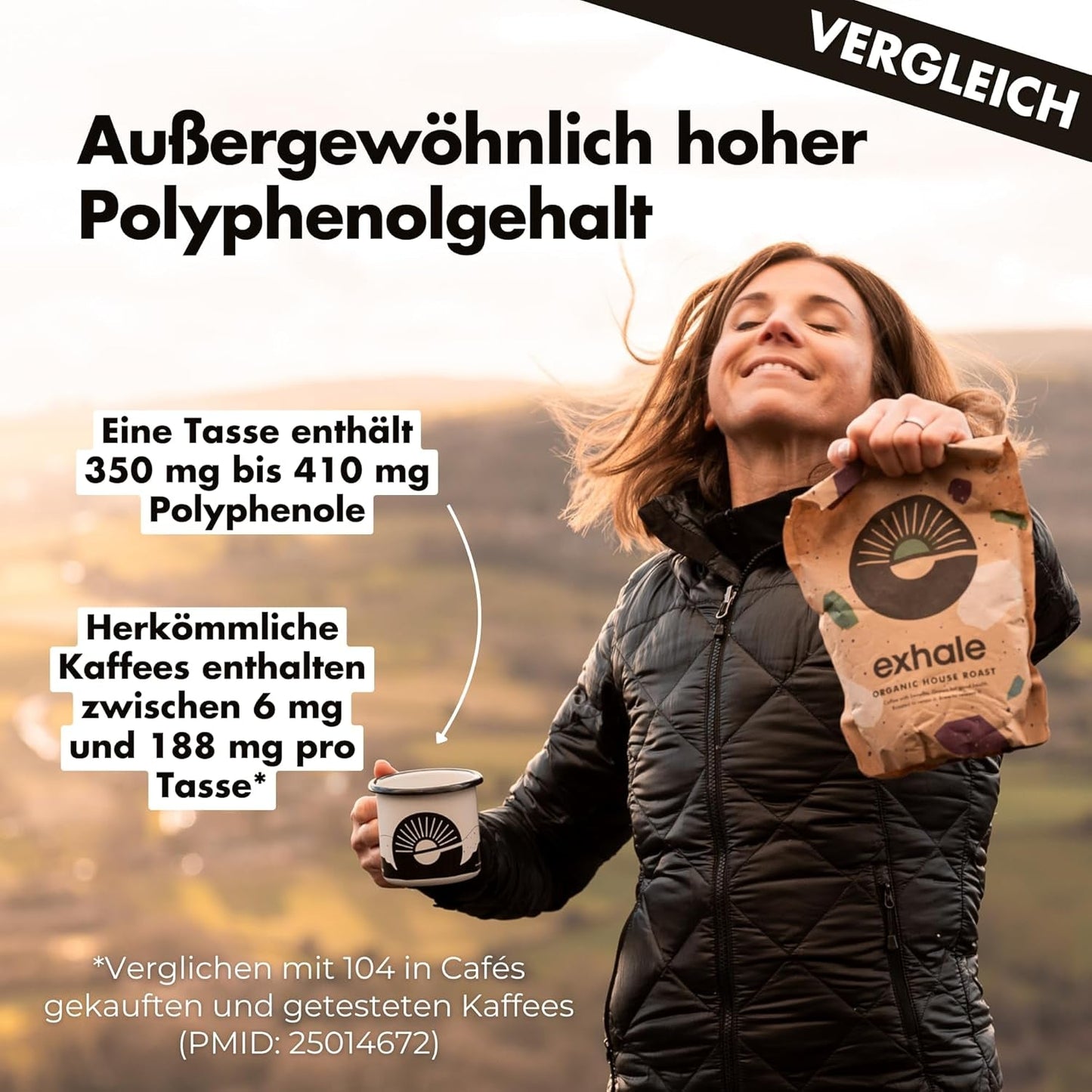 EXHALE Bio GANZE BOHNEN – Dunkel Gerösteter Kaffee – 450g Packung – Mykotoxinfrei & Geeignet für Bulletproof Coffee – Single Origin och 100% Arabica Bohnen
