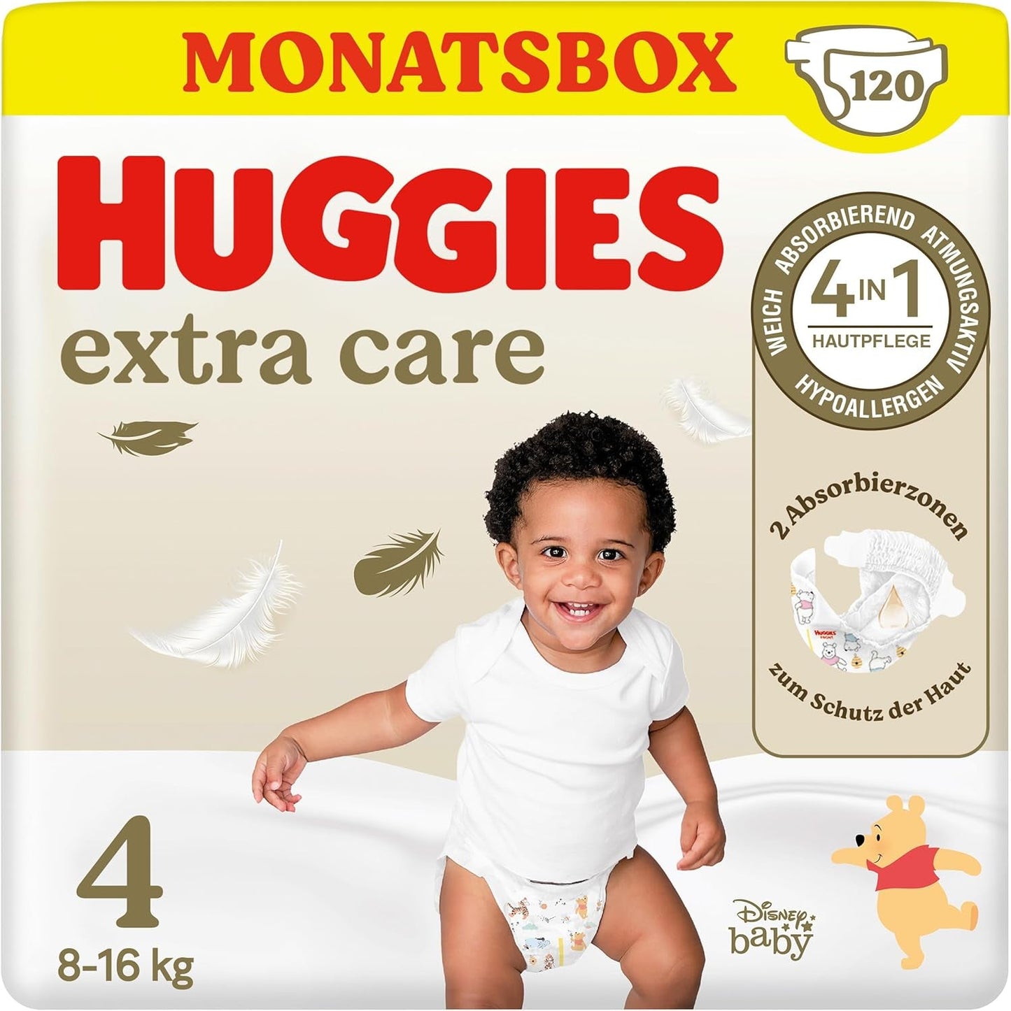 Huggies Extra Care Disney Babyblöjor, storlek 4, 120 blöjor (2x60), månadslåda