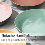 MIAMIO - Middagstallrikar, set med 6 (850 ml) / stora och djupa pastatallrikar, tallrikar för 6, keramisk salladsskål / diskmaskin och mikrovågssäker - Las Palmitas Collection