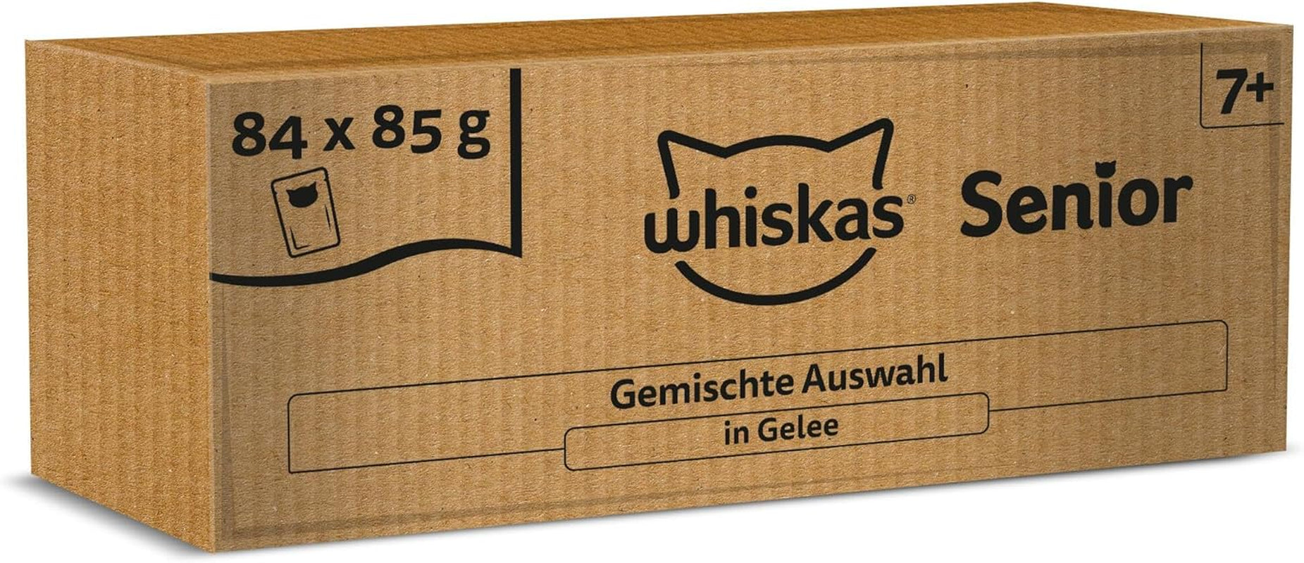 Whiskas Senior 7+ Wet Food Mixed Selection i gelé, 84 dospåsar, 84x85g (1 storpack) - Högkvalitativt våtfoder för katter från 7 år och uppåt