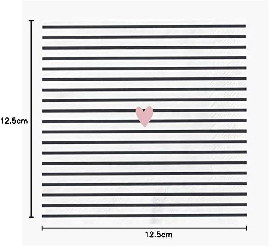 Grafik Werkstatt servetter med ordspråk 20 bitar 25 cm X 25 cm svart och vitt hjärta (paket med 2)