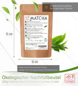 Uniqo Matcha tepulver 200 g i påfyllningsbar ekologisk förpackning