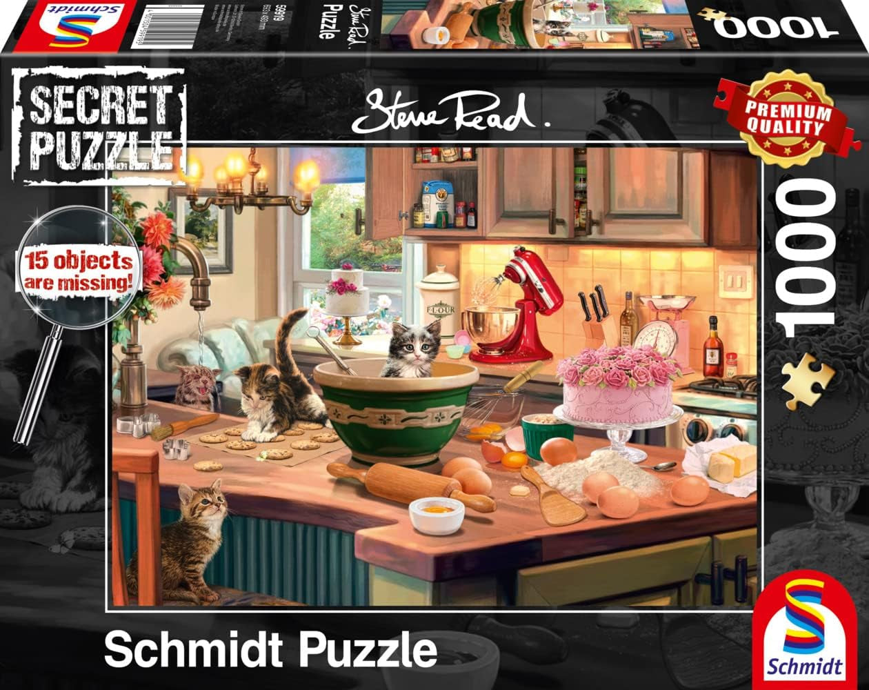 Schmidt Spiele 59919 Hemligt pussel, Vid köksbordet, 1 000 bitar, Färgglatt, Stort pussel Naty Shop Standardtitel