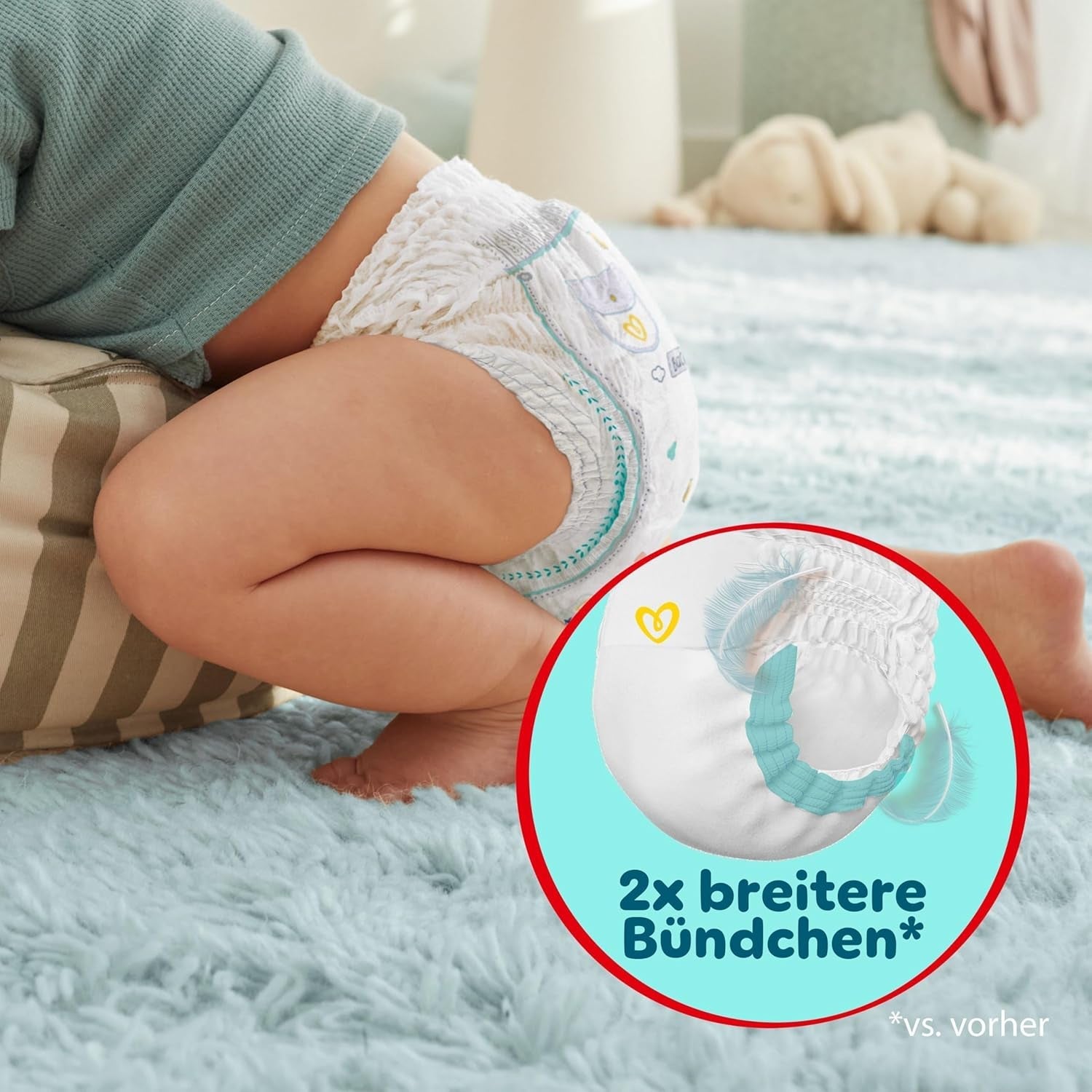 Pampers Premium Protection Pants Größe 6, 78 Windeln, 13kg-19kg, Mit 360° Fitform, 2x breiteren Bundchen als vorher för Komfort & Schutz + 10 Stück Pampers Aqua Baby-Weuchttücher enthalten