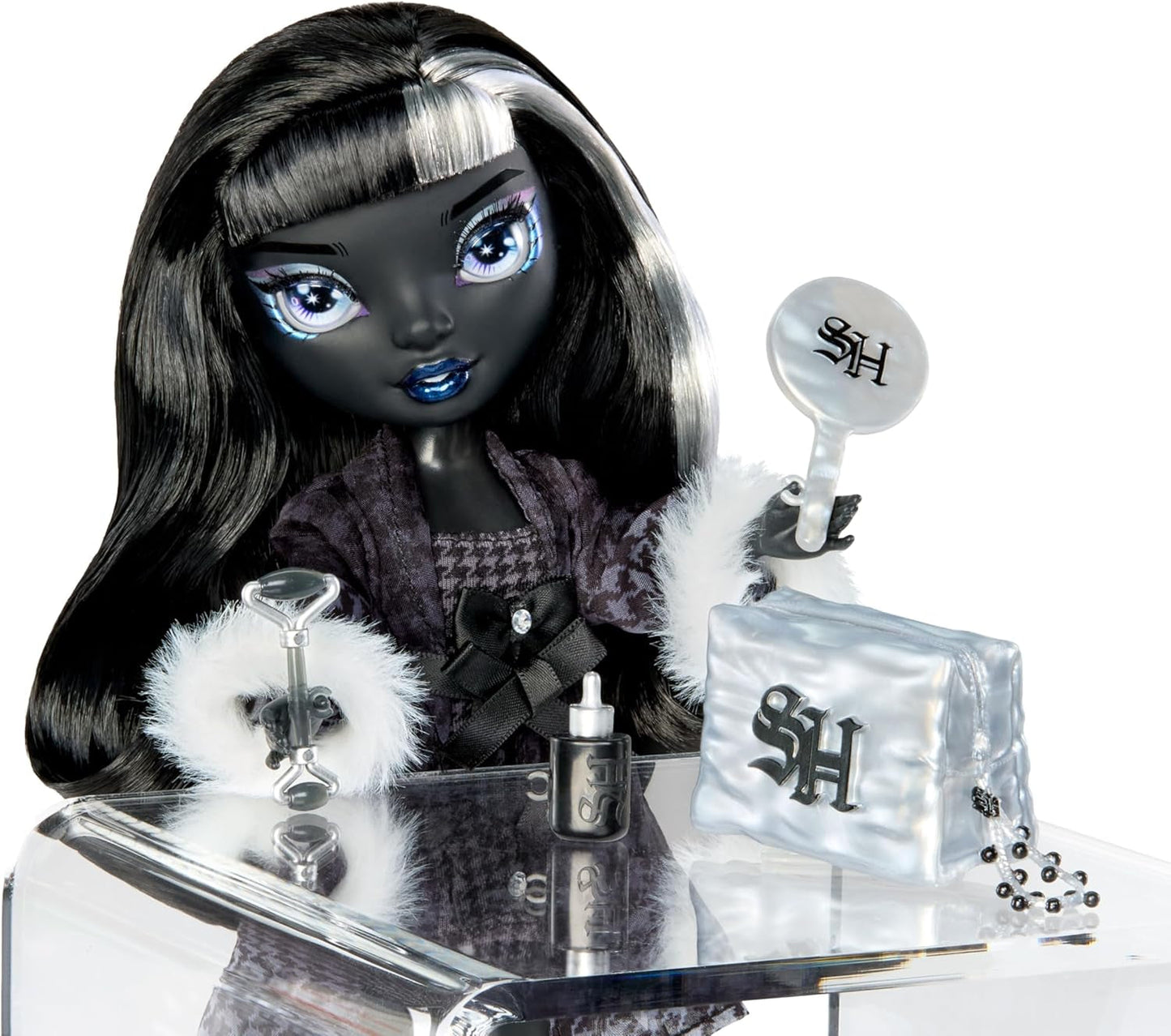 Rainbow High Shadow High Girl's Night - Shanelle Onyx - 28cm modedocka i nyanser av grått, svart hår och outfit med accessoarer och kam - För samlare och barn från 6 år och uppåt