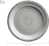 MÄSER 931875 Bel Tempo II servisset för 6 med modern vintagelook, 18-delad bordsservering, handmålad keramisk servis, stengods, rökblå