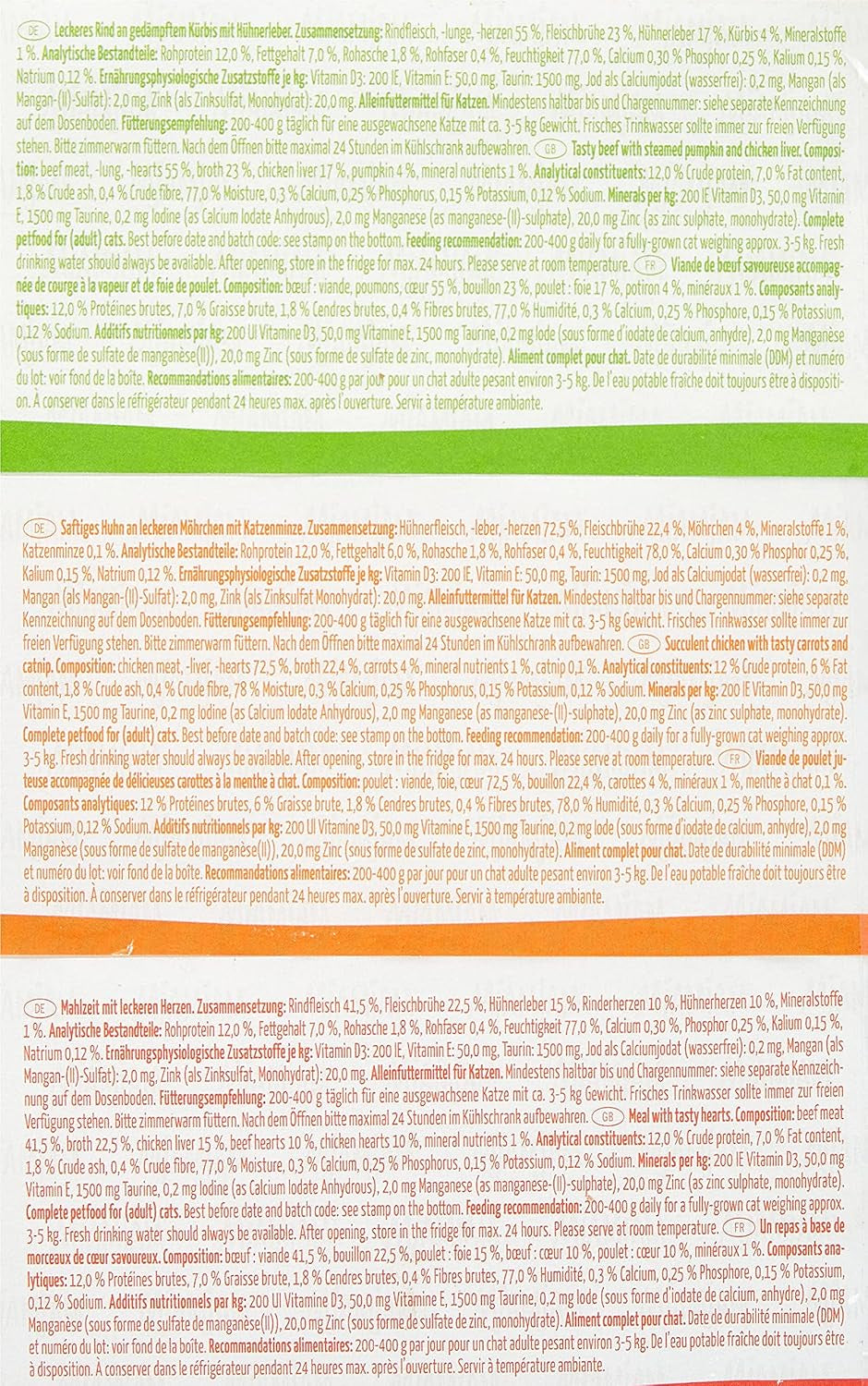 MjAMjAM - Premium Wet Cat Food - Mixed Pack I - Kyckling, nötkött, Hearts 6 Pack (6 x 200 g), spannmålsfri med extra kött