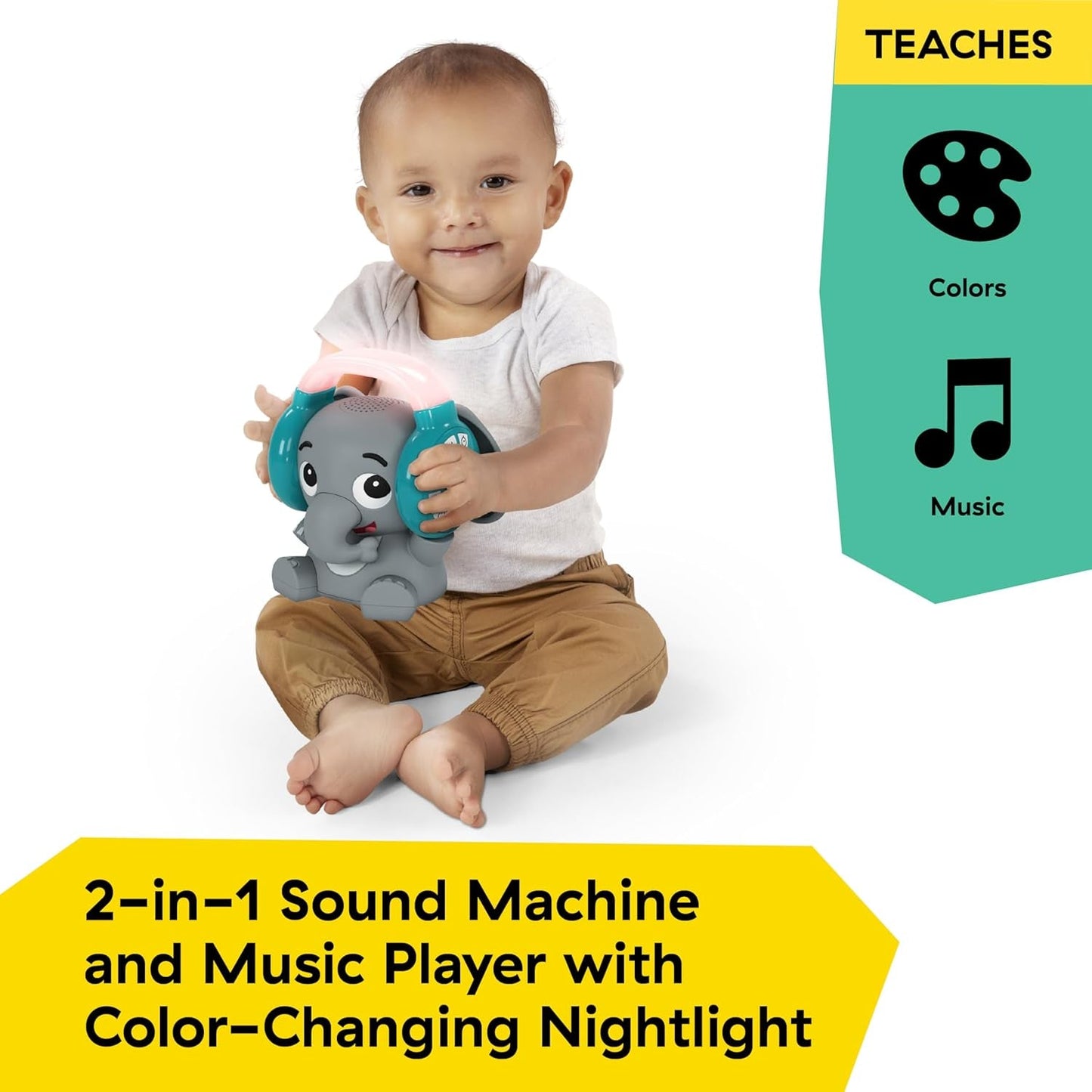 Baby Einstein Earl the Elephant Bluetooth ljudmaskin, musiksystem + nattljus, baby till småbarn leksaker Bebe Naty Shop