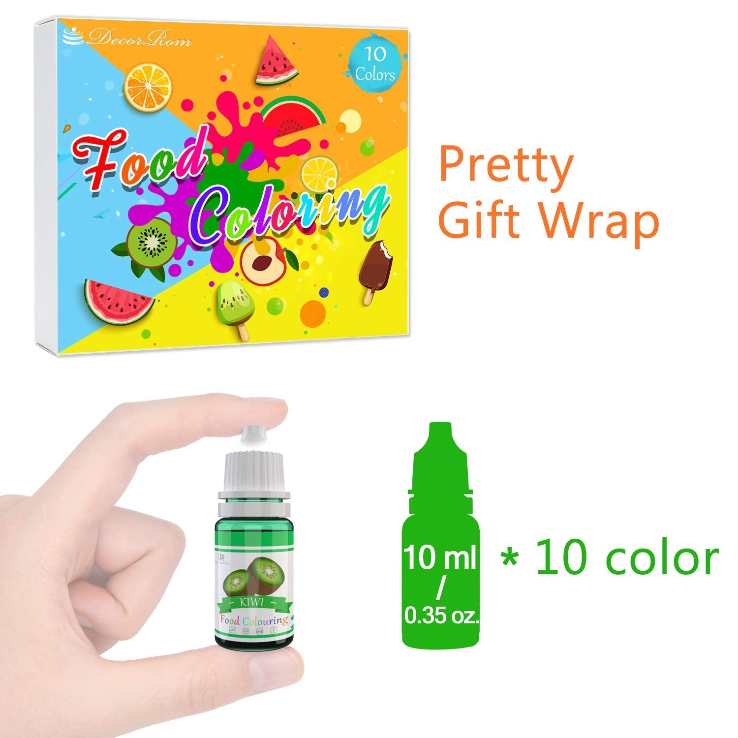 DecorRom, set med 10 flytande matfärger, 10 x 10 ml Naty Shop