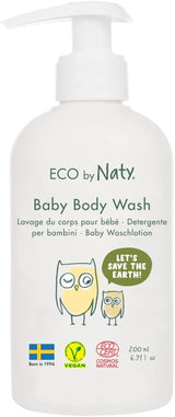 Eco by Naty, duschgel för barn, ekologiska växtbaserade ingredienser med 0% doft, hypoallergen och dermatologiskt testad, 200 ml flaska Barn - Bad och hudvård Naty Shop Standardtitel