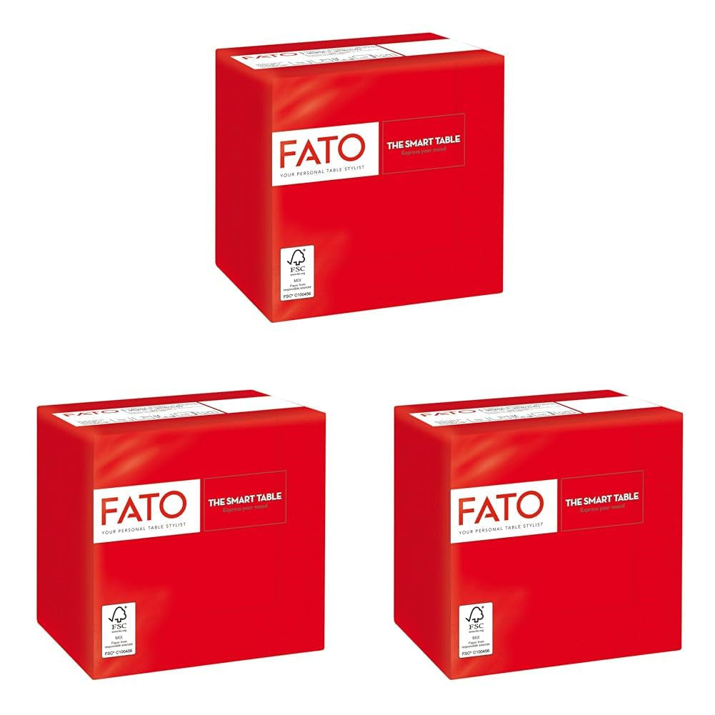 - Engångspappersservetter, idealiska för aptitretare och cocktails, förpackning med 100 servetter, storlek 24X24, 4-faldig, 2 lager, röd färg, 100 % rent cellulosapapper, Fsc-certifierat