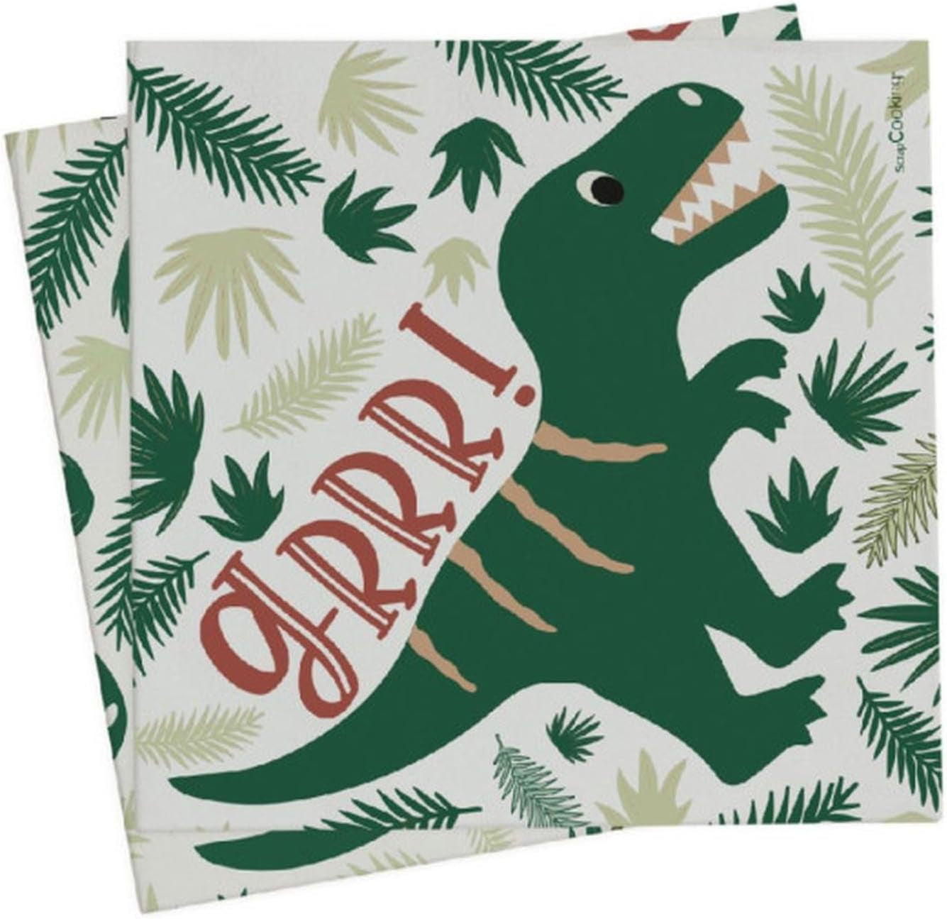 Scrapcooking - 20 Dino servetter 33 X 33 Cm - Grön dinosaurie födelsedagsdekoration