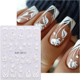 JMEOWIO 3D Nagelsticker Blumen Nail Art Sticker Selbstklebend Nagelaufkleber 5D Stereoskopisk Frühling Sommer Dekoration Nageldesign Zubehör 4 Blatt