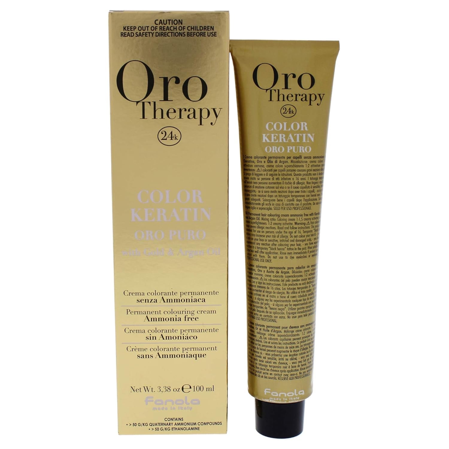 Fanola Oro Therapy Color Keratin 5.0 100ml Hårfärgning Naty Shop Guld, Blond