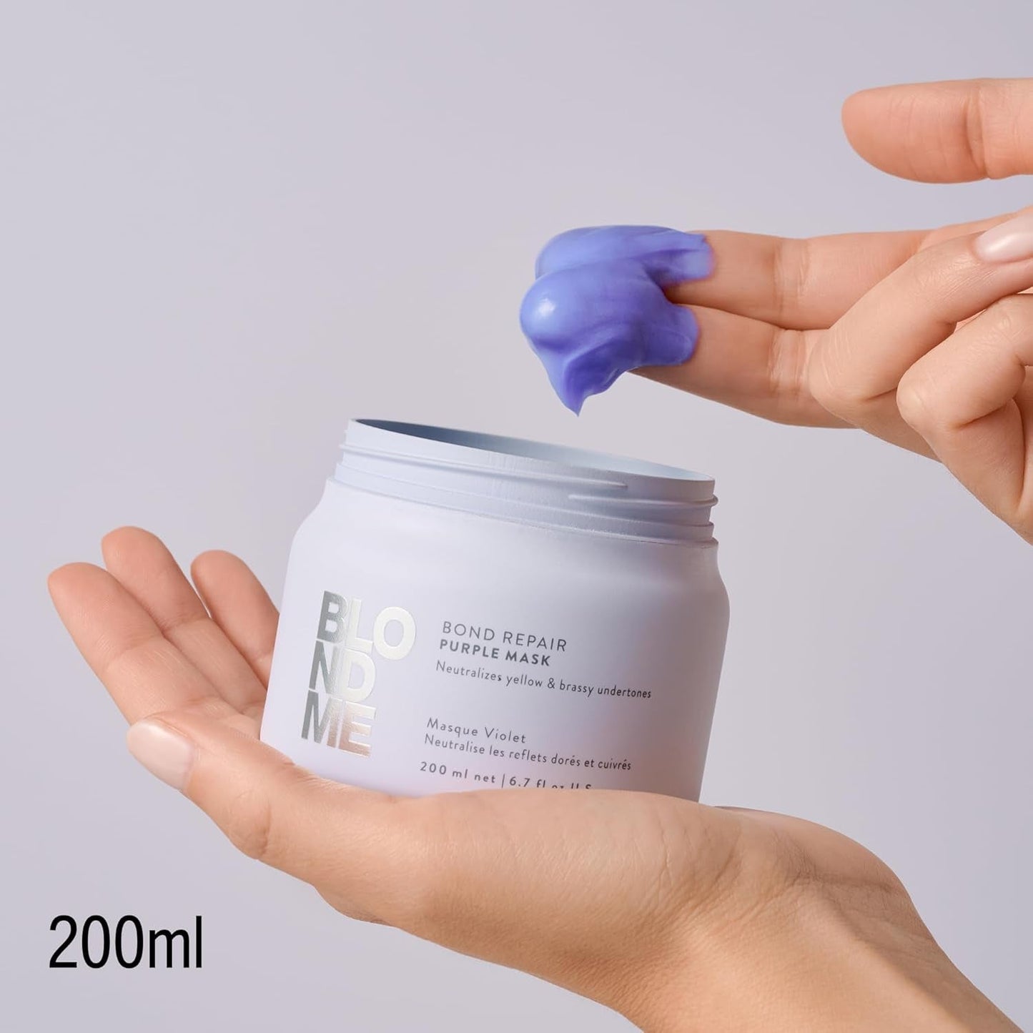 Schwarzkopf Professional BLONDME Bond Repair Purple Mask Mask för kallt hår Neutraliserar gula toner för färgat, blekt och ljust hår Djupvårdande och stärkande 200 ml Hårmask Naty Shop