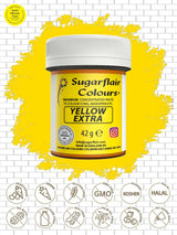 Matfärg Sugarflair Max Concentrated Yellow Extra, högkoncentrerad karamellfärg för marsipan och fondant, pastafärgning Max Concentrate - 42 g