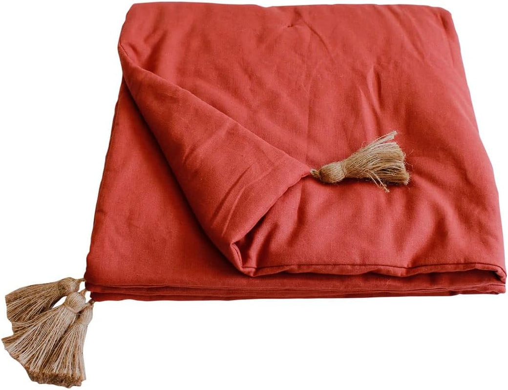 Enjoy Home - Terrakottafilt med 4 jute tofsar - 90 X 190 Cm - 100 % bomull - Oeko-Tex - Panama Collection Täcken och täcken Naty Shop Standardtitel