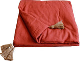 Enjoy Home - Terrakottafilt med 4 jute tofsar - 90 X 190 Cm - 100 % bomull - Oeko-Tex - Panama Collection Täcken och täcken Naty Shop Standardtitel