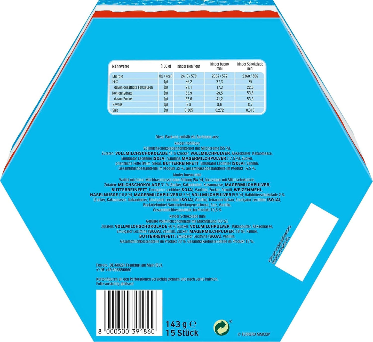 Kinder Mix jultallrik - läckra chokladspecialiteter från Kinder-sortimentet - 143g