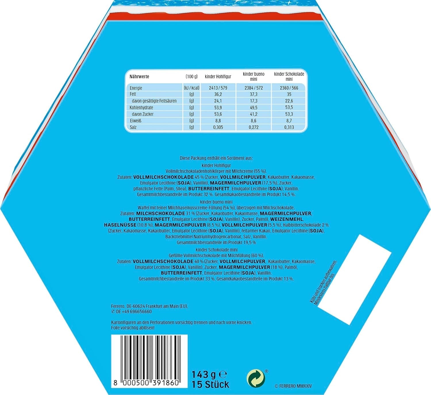 Kinder Mix jultallrik - läckra chokladspecialiteter från Kinder-sortimentet - 143g