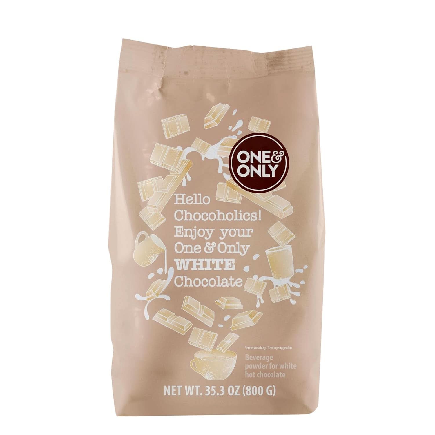 One&Only Chocolate Powder White 1 Kg - Pulver för drycker med det finaste kakaosmöret Kakao och varm choklad Naty Shop