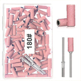 BLESWIN 100 st Små slipband för spikborr, finkornig 240 st med 2 st 3 mm borr, minislipband för polering av naturliga naglar och rengöringsnagelband för prep, rosa