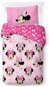 Sängkläder för barn, Disneyfigurer, 100% bomull Sängkläder - barn Naty Shop Pink - Minnie Mouse 135X200/50X70 (2 Styck)