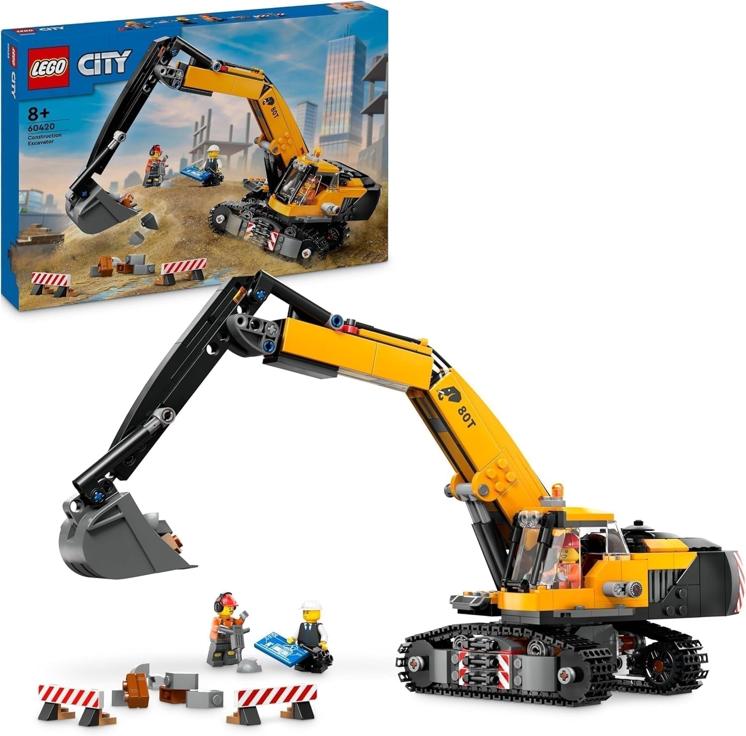 LEGO City Bandgrävmaskin Leksaksgrävare för 8 år gammal Grävmaskin Modell Byggbar leksaksbil med tillbehör och 3 minifigurer 60420 Byggset Besuche den LEGO-Store Standardtitel
