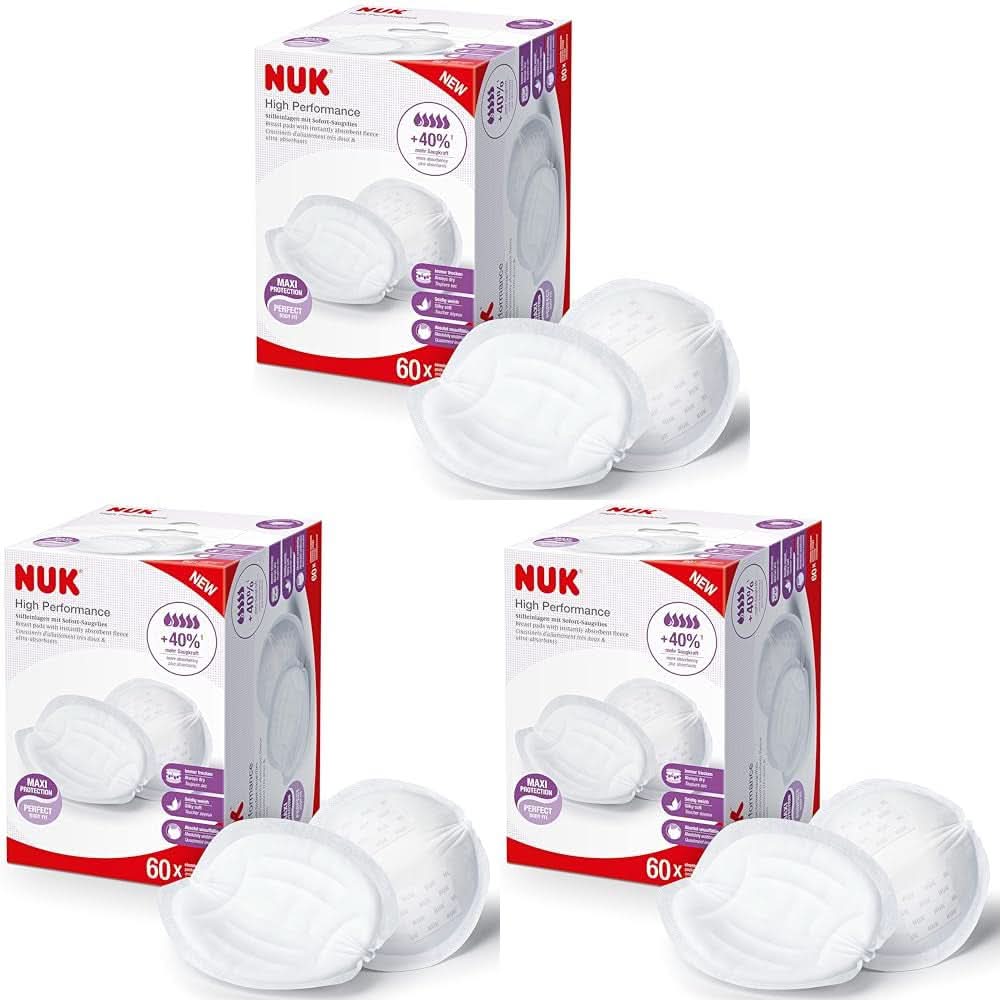 NUK Högpresterande Einweg-Stilleinlagen Mit Sofort-Saugvlies | Einlagen Zum Stillen | Einzelverpackung | +40 % mer sugkraft | 60 Stück Babymat och amningstillbehör Naty Shop 60 Stück (Packung Mit 3) Högpresterande