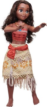 Disney Princess Vaiana, 80 cm stora Spielpuppe von Jakks Pacific, bewegliche Puppe, mit Bürste zum Kämmen ihrer wellligen Locken, vom Film inspired Kleid, abnehmbare Halskette mit Anhänger