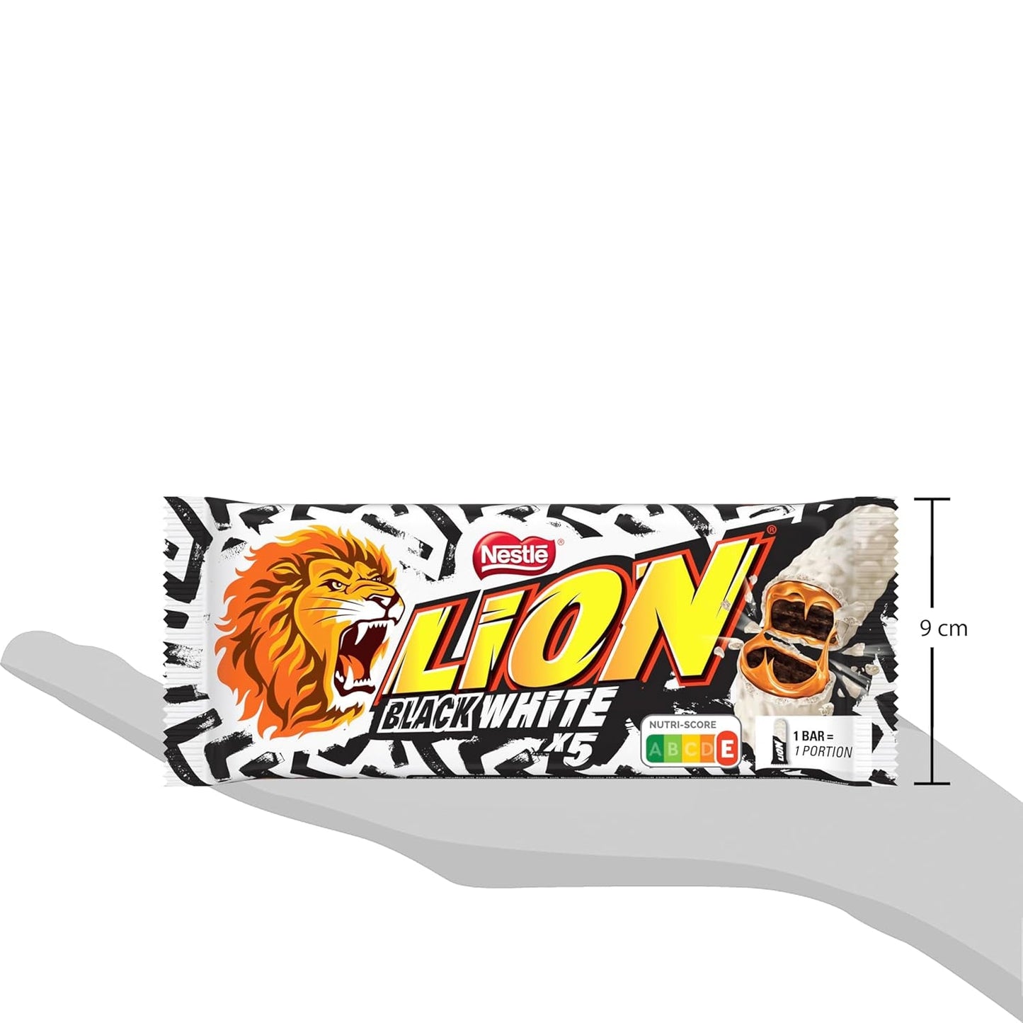 LION Black & White chokladkaka, ett mellanmål med intensiv smak, krispig choklad och krispiga chips, browniefyllning, en unik upplevelse att vattnas i munnen, 1 förpackning (5 x 30g)