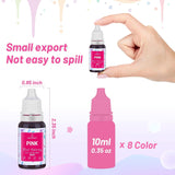 Matfärgning 8x10 ml - Högkoncentrerad flytande matfärgningssats för bakning, kakor, kakor, frosting, macarons, fondant - Livlig matfärg för gör-det-själv-tvålar, slime, hantverk